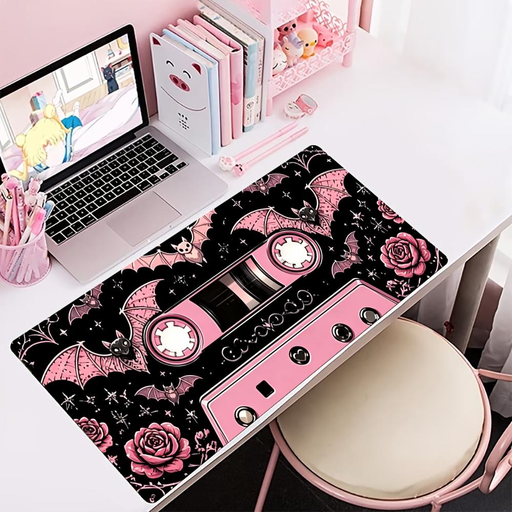Retro Gaming Keyboard And Mouse - Pink Retro Cassette Tape Large Extended