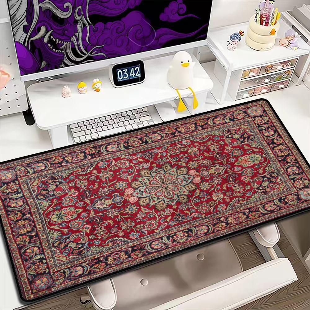 Retro Gaming Keyboard And Mouse - Vintage Persian Rug Pattern Large Mouse