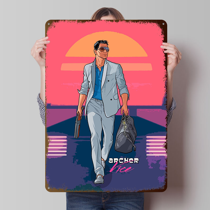 Retro Gaming Vibe - Archer Old Vibes Tinplate Poster Customized