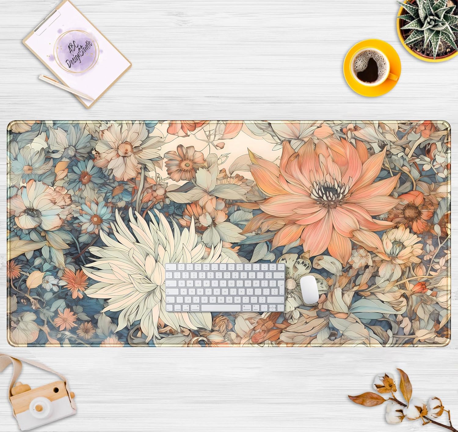 Retro Japanese Floral Desk Mat - đánh giá và giá Retro Gaming Keyboard And Mouse