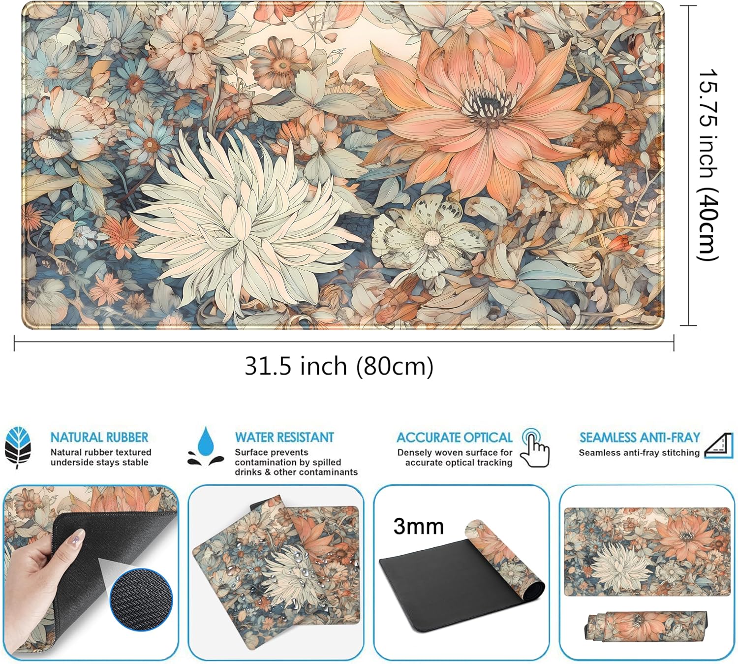Retro Japanese Floral Desk Mat - đánh giá và giá Retro Gaming Keyboard And Mouse