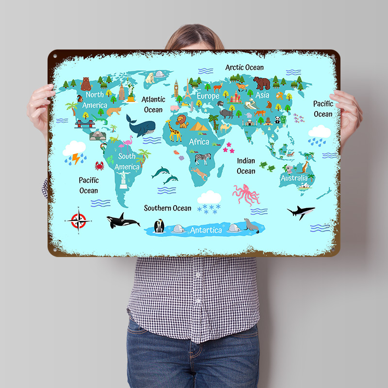 Kids World Map Printed Poster  - đánh giá và giá World Of Retro Gaming